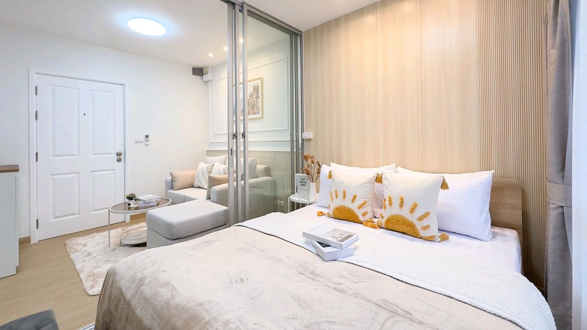 For SaleCondoLadprao101, Happy Land, The Mall Bang Kapi : Not small! 😍🤩 The room is beautiful than the price. At Ladprao 101💚💚 & quot; plum condo Ladprao 101 & quot; Near MRT🚅