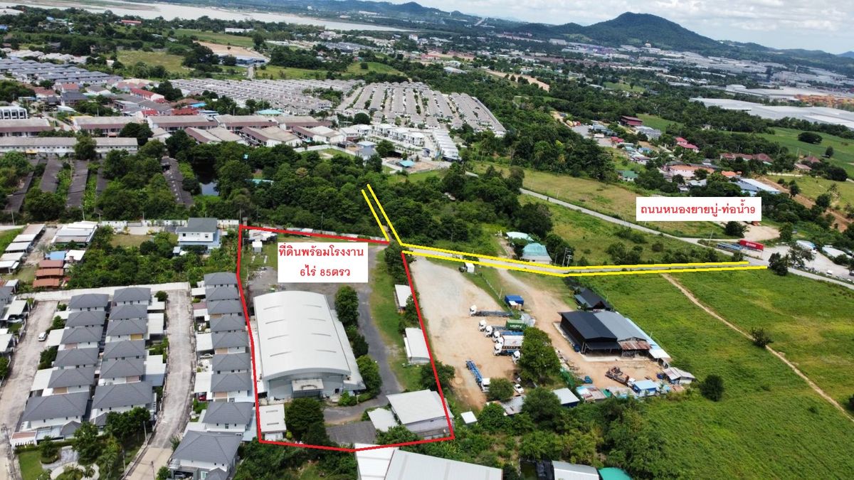 For SaleFactorySriracha Laem Chabang Ban Bueng : Land with Sriracha factory, 6 rai 85 square wah, Nong Yai Bu-Water Pipe 9, suitable for warehouses or assembly factory