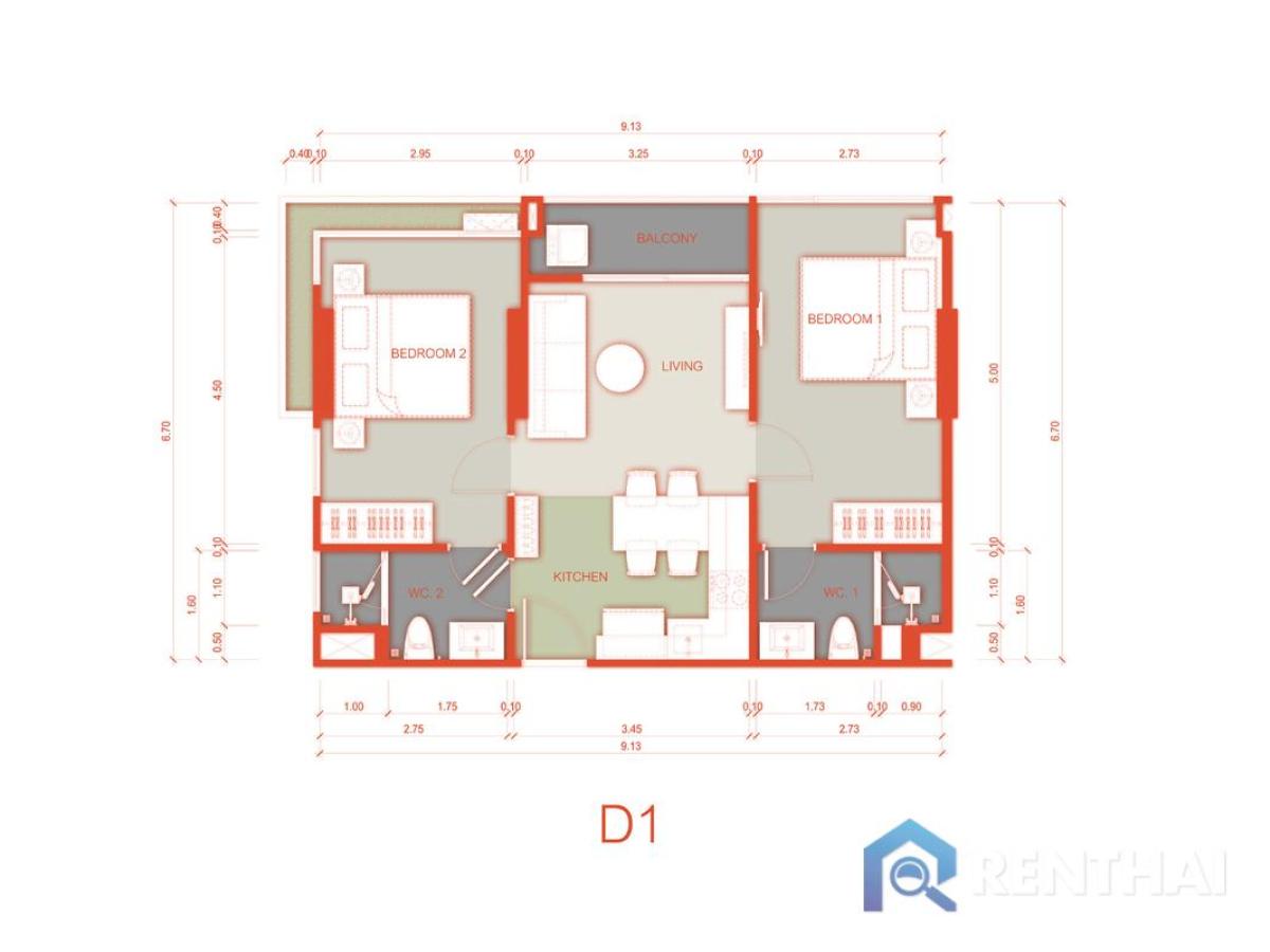 ขายคอนโดภูเก็ต : สำหรับ ขาย คอนโด 2 ห้องนอน ที่ Arise Vibe