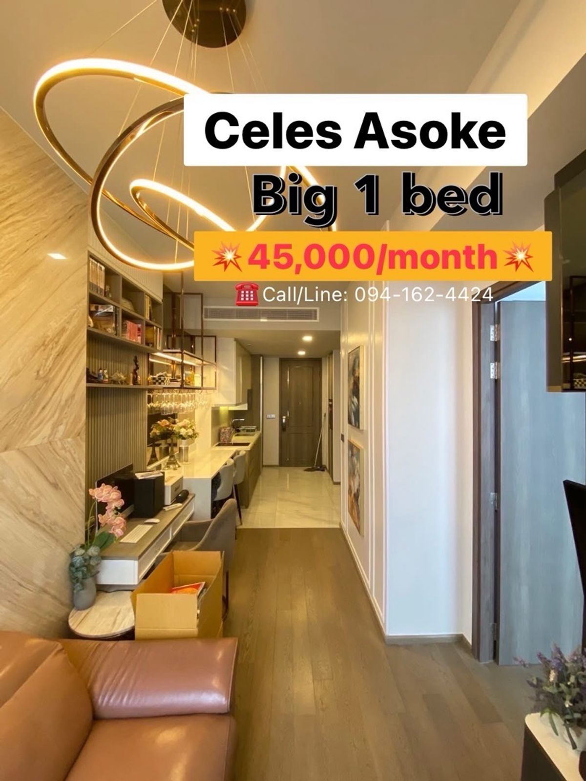For RentCondoSukhumvit, Asoke, Thonglor : Celes Asoke 🔥 & quot; Big 1 Bed & quot; 45,000/Month🔥 @Asoke Best Location !!! ☎️Call/Line: 094-162-4424