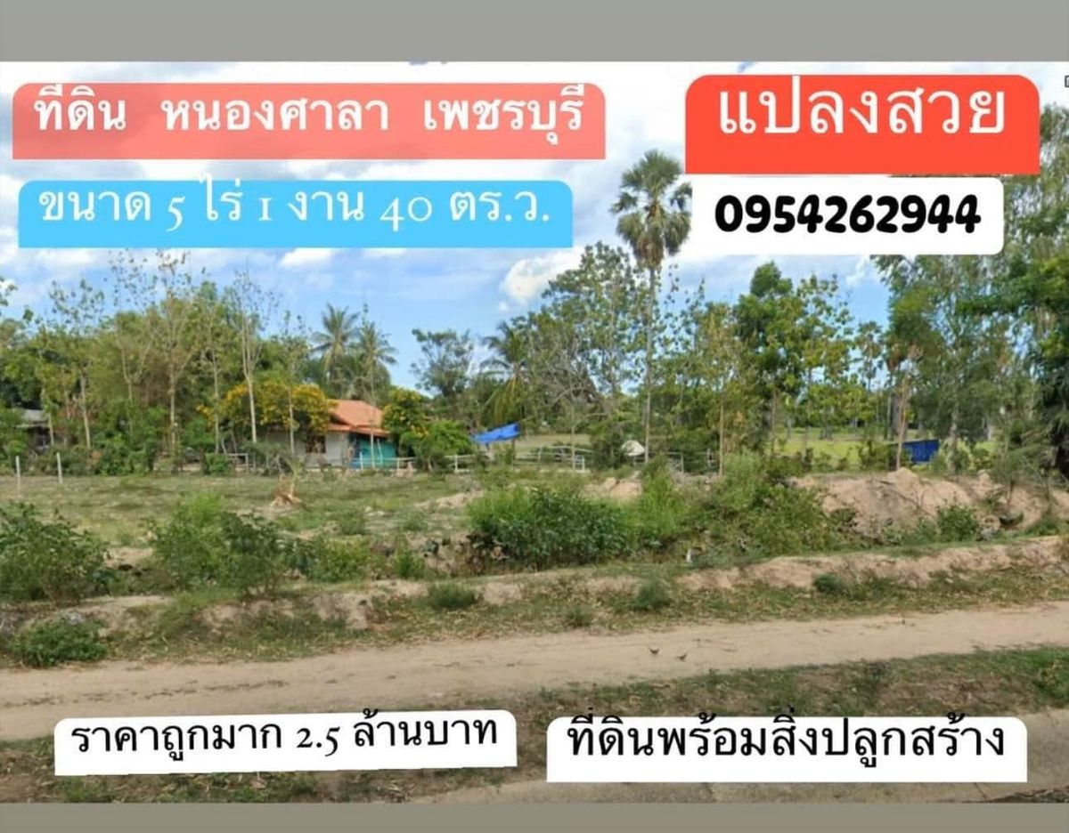 For SaleLandCha-am Phetchaburi : Land for sale, size 5 rai, 1 ngan 40 sq.m., beautiful location, Phetchaburi province at a special price 🌟
