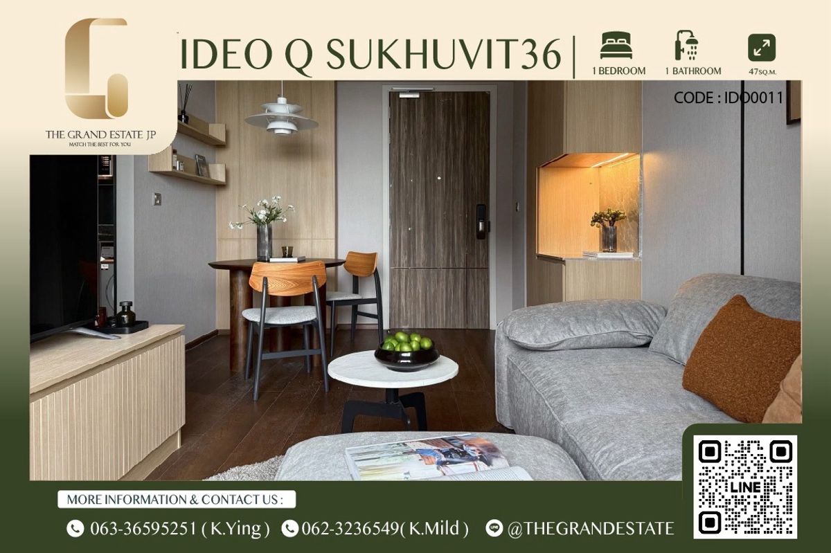 For RentCondoSukhumvit, Asoke, Thonglor : ⭐️ideo Q Sukhumvit 36⭐️ Rent 1 bedroom, 45 sq.w., near the train, easy to travel, complete, ready to move in!