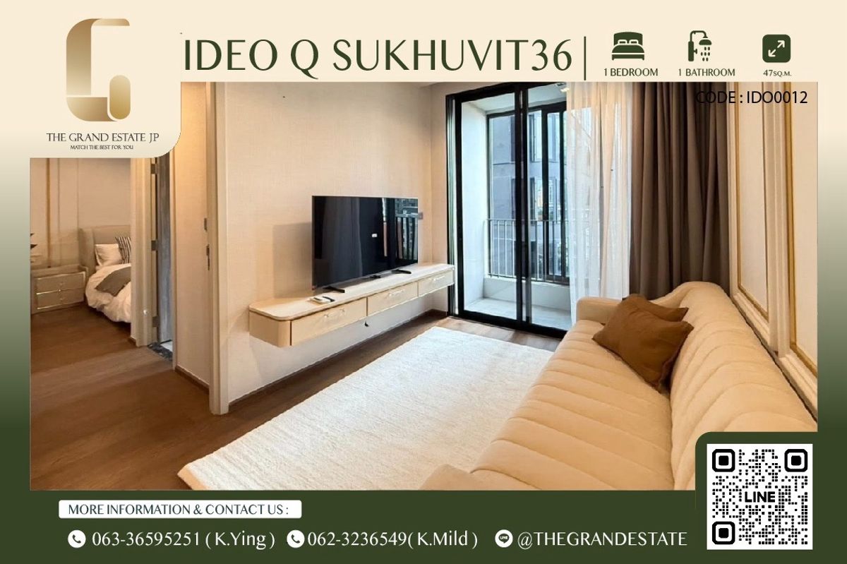 For RentCondoSukhumvit, Asoke, Thonglor : ⭐️ideo Q Sukhumvit 36⭐️Lly Furnished + Electrical appliances Go in immediately!