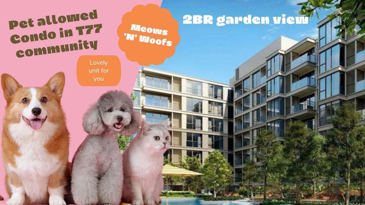 ขายคอนโดอ่อนนุช อุดมสุข : Valles Haus 🐶🍃 2BR Pet-allowed 
beautiful unit with garden view 
คอนโด Pet-Friendly ใจกลาง T77