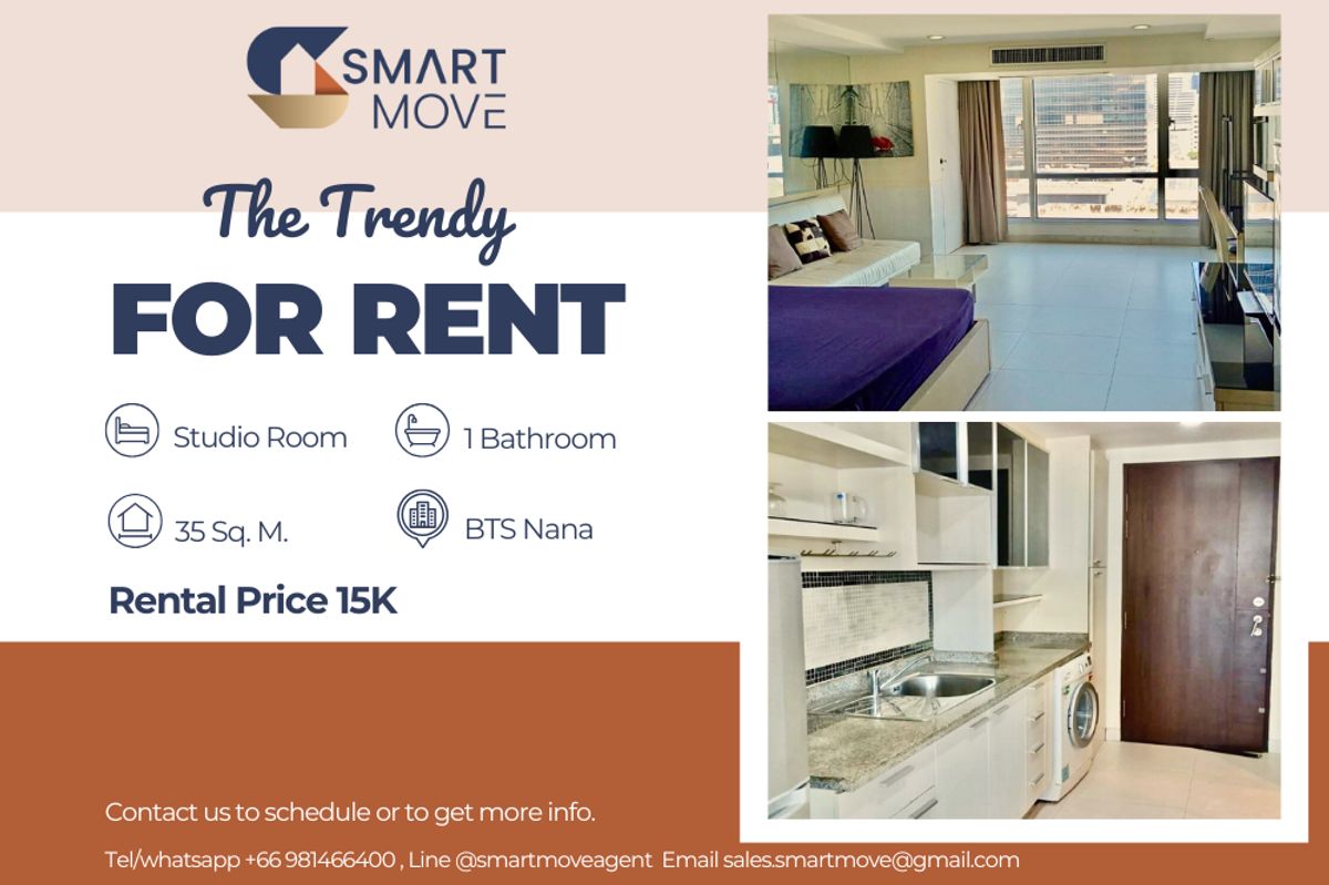 For RentCondoNana, North Nana,Sukhumvit13, Soi Nana : 🔥 For Rent !!🔥 Code C20230210244..........The Trendy, Studio room, 1 bathroom, high floor, furnished, ready to move in 📣📣