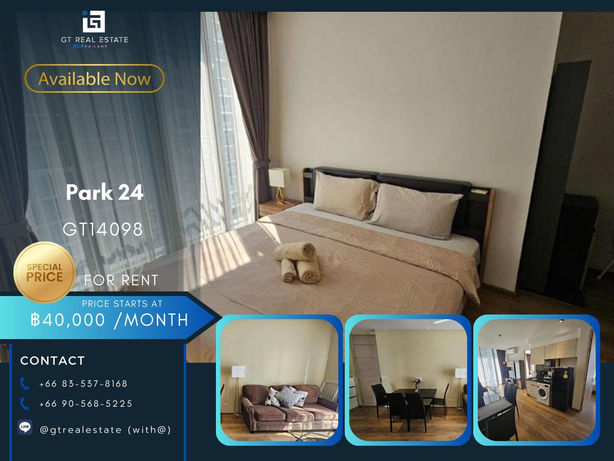 For RentCondoSukhumvit, Asoke, Thonglor : Condo Park 24 Convenient transportation, near BTS Skytrain, has a beautiful room shuttle, full furniture. Ready to stay immediately