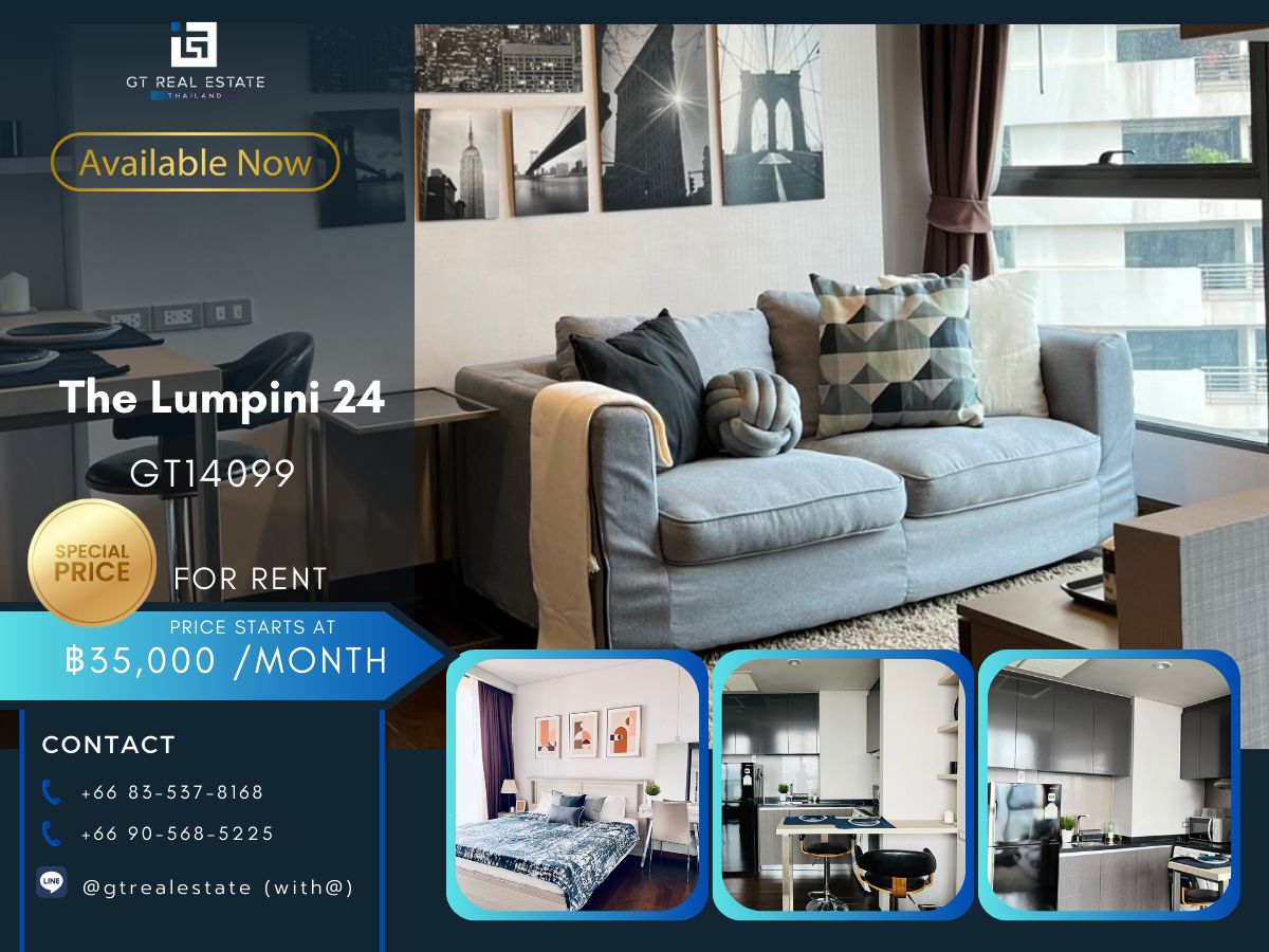 For RentCondoSukhumvit, Asoke, Thonglor : The Lumpini 24 condo, convenient transportation, near the BTS train, has a very beautiful shuttle. The furniture is ready !!