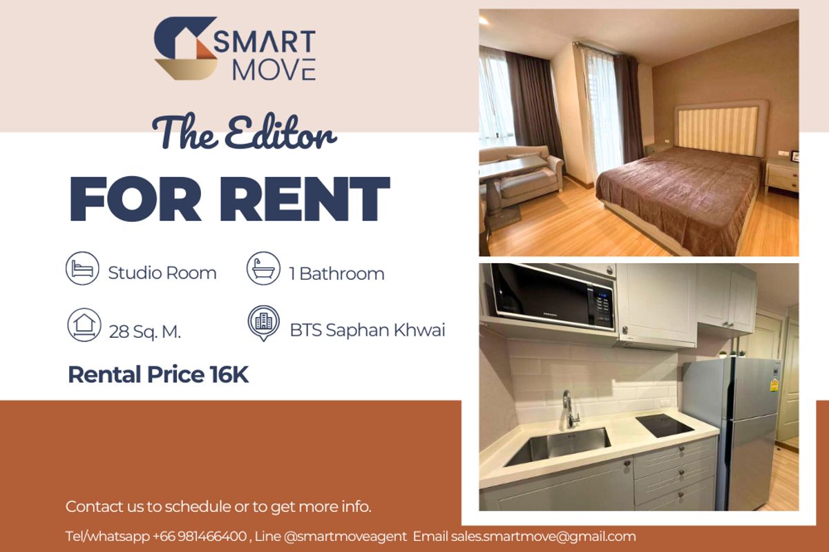 For RentCondoSapankwai,Jatujak : 🔥 For Rent !!🔥 Code C20240302338..........The Editor, Studio room, 1 bedroom, high floor 11++, furnished, ready to move in 📣📣