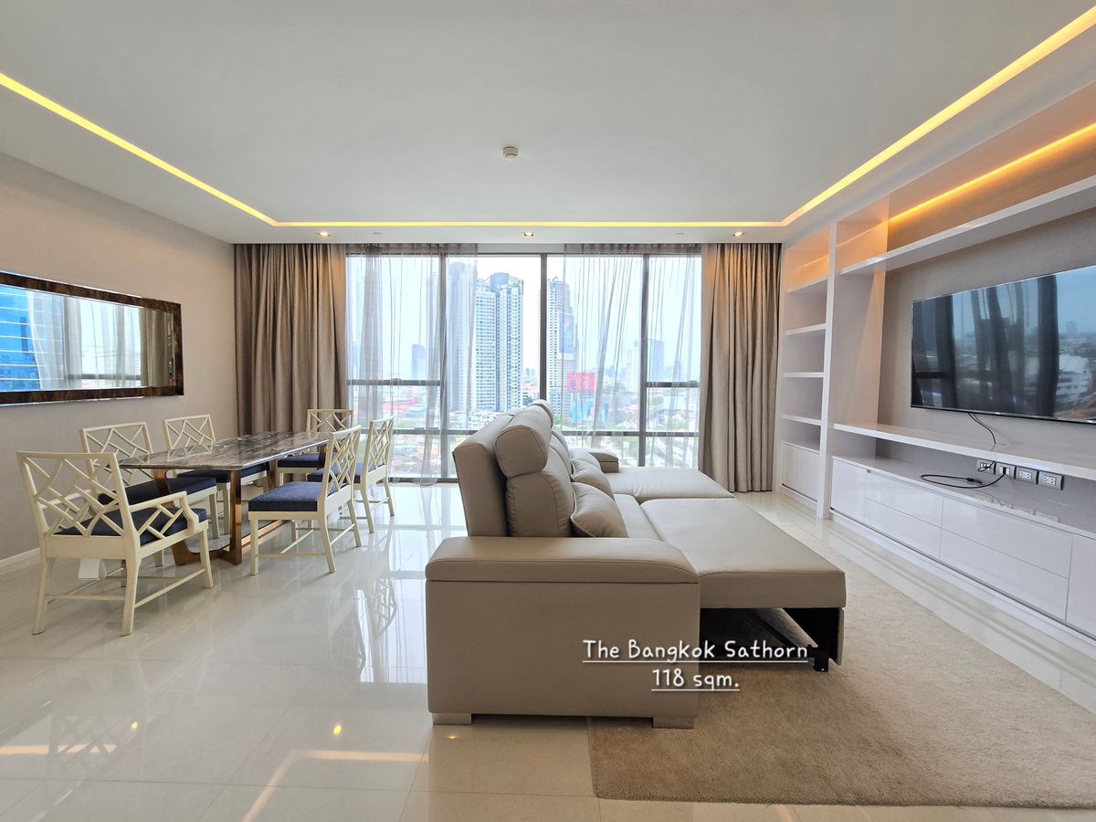 ให้เช่าคอนโดสาทร นราธิวาส : For RENT-2 bedrooms modern furnished at The Bangkok Sathorn near BTS Surasak and expressway 