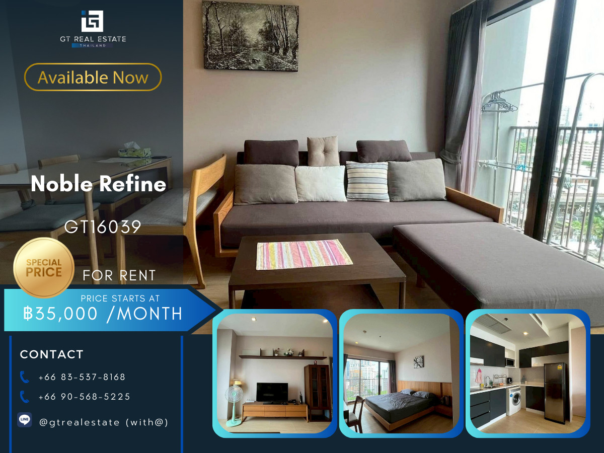 For RentCondoSukhumvit, Asoke, Thonglor : ✨ GT16039 | Condo Noble Refine Sukhumvit 26, convenient travel, near BTS, there is a shuttle, beautiful room, fully furnished. Ready to move in immediately