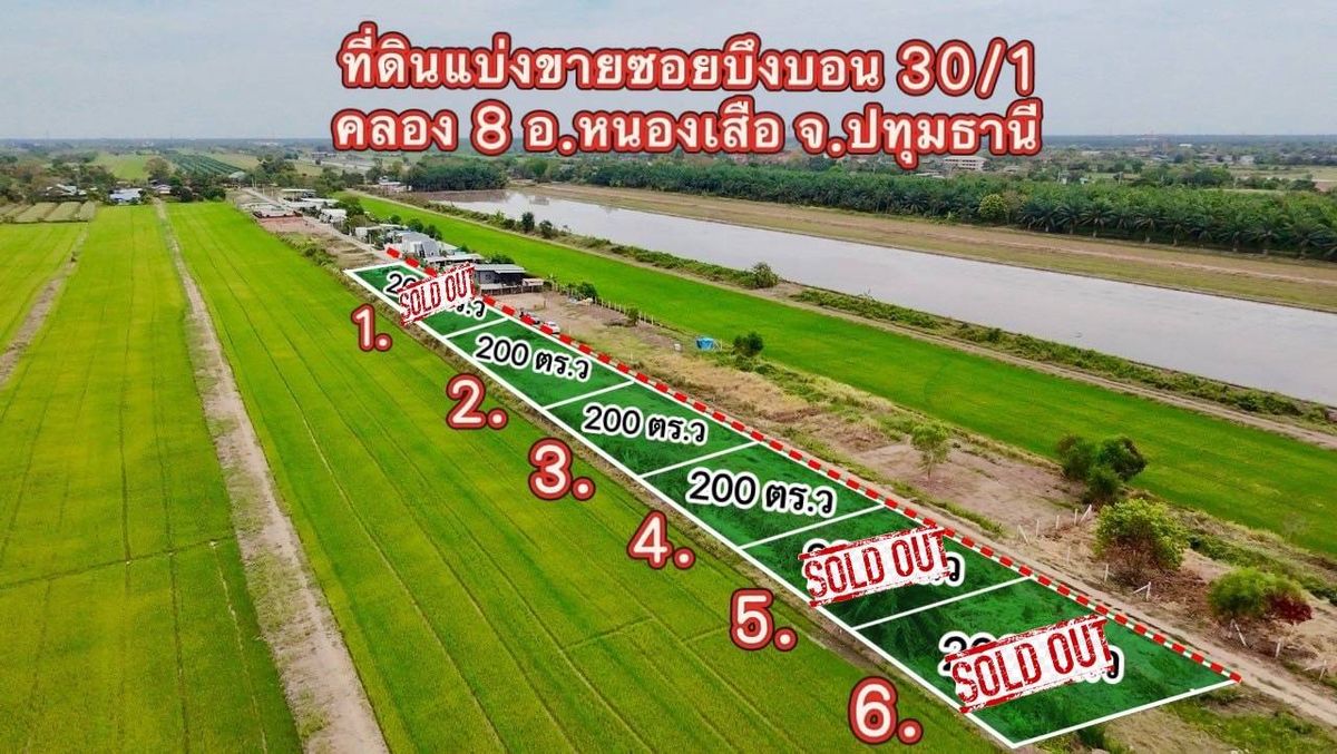 ขายที่ดินปทุมธานี รังสิต ธรรมศาสตร์ : ⭐️ขายที่ดินคลอง 8 หนองเสือ ปทุมธานี⭐️