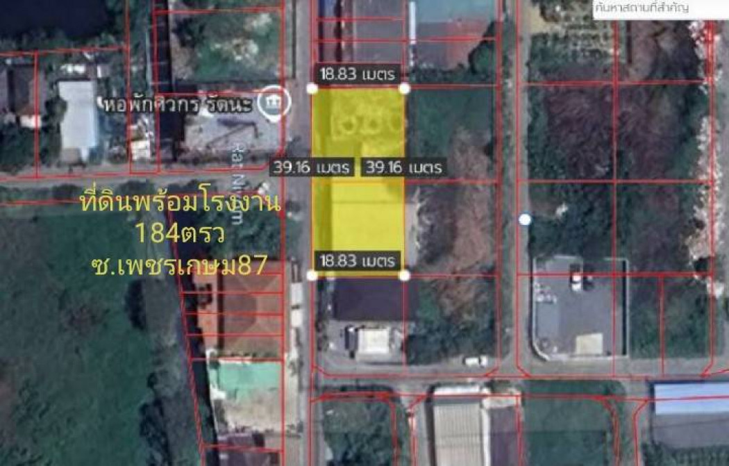 For SaleLandMahachai Samut Sakhon : Land for sale, original structure, strong, land with factory, Soi Petchkasem 87, 184 sq m.