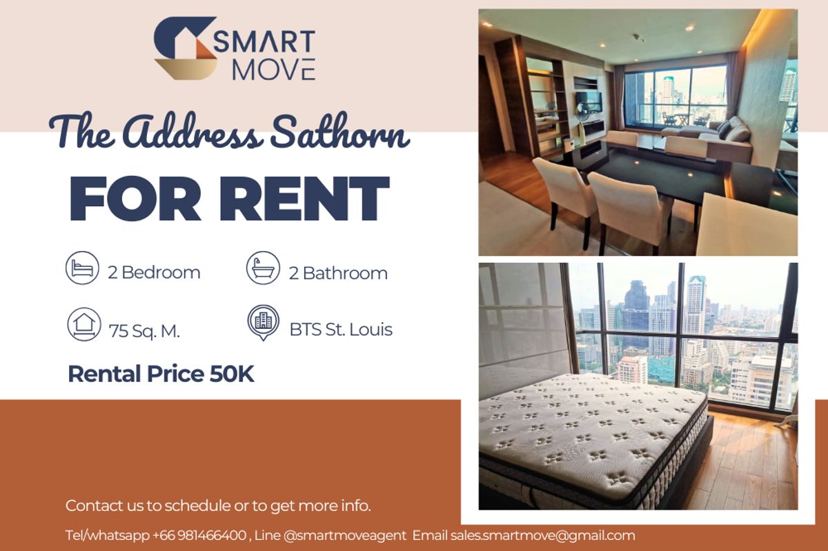 For RentCondoSathorn, Narathiwat : 🔥 For Rent !!🔥 Code C20250700031..........The Address Sathorn, 2 bedroom, 2 bathroom, high floor 37++, city view, furnished, ready to move in 📣📣