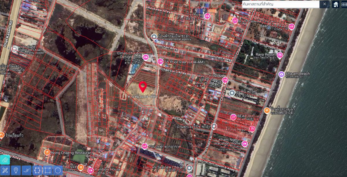 ขายที่ดินชะอำ เพชรบุรี : ขายที่ดินแปลงใหญ่ ใกล้หาดชะอำ เพียง 500 เมตร!• ขนาด 6 ไร่ 1 งาน 80 ตารางวา (2,580 ตร.วา) • ผังเมืองสีชมพู – พัฒนาโครงการได้หลากหลาย • ถนนหน้าที่ดินกว้าง 6 เมตร