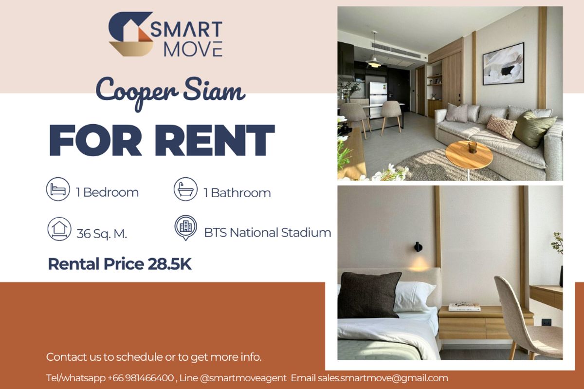 For RentCondoSiam Paragon ,Chulalongkorn,Samyan : 🔥 For Rent !!🔥 Code C20230400034..........Cooper Siam, 1 bedroom, 1 bathroom, high floor 13++, furnished, ready to move in 📣📣