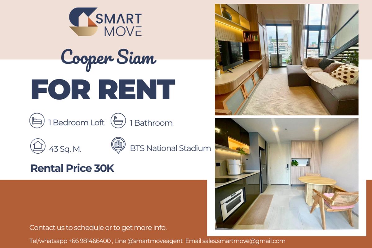 For RentCondoSiam Paragon ,Chulalongkorn,Samyan : 🔥 For Rent !!🔥 Code C20250700026..........Cooper Siam, 1 bedroom Loft, 1 bathroom, furnished, ready to move in 📣📣