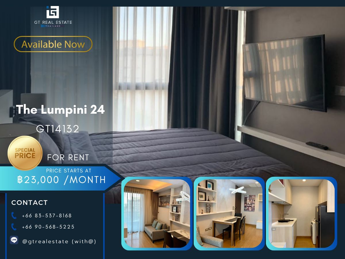 For RentCondoSukhumvit, Asoke, Thonglor : The Lumpini 24 condo, convenient transportation, near the BTS train, has a beautiful room shuttle. Ready to stay immediately !!