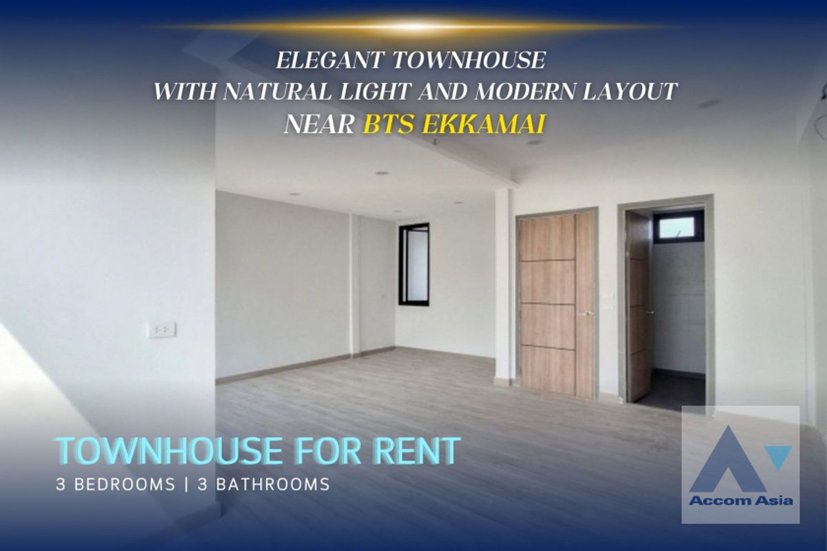 ให้เช่าทาวน์โฮมสุขุมวิท อโศก ทองหล่อ : 🔼 AccomA🔽 Home Office Elegant townhouse with natural light and modern layout (AA42421)