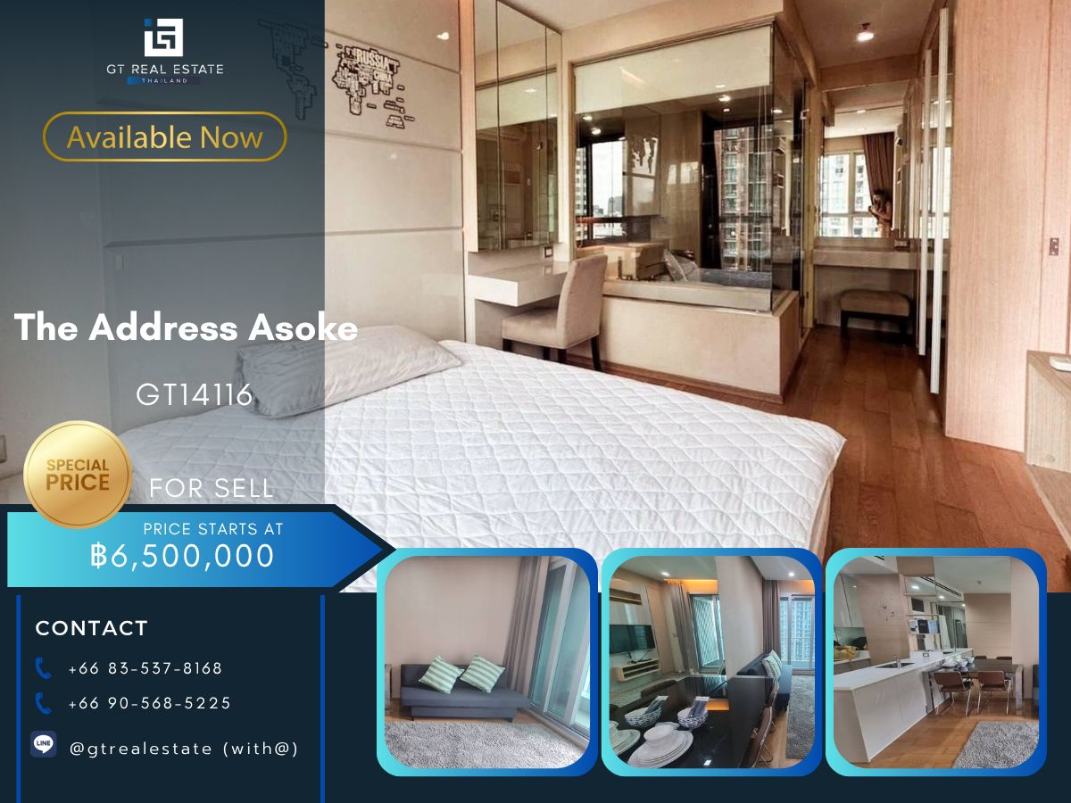For SaleCondoRama9, Petchburi, RCA : The Address Asoke Condo is convenient to travel near the MAT BTS. Ready to sell urgently !!