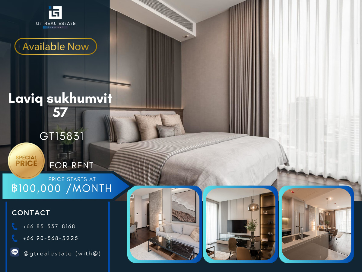 ให้เช่าคอนโดสุขุมวิท อโศก ทองหล่อ : ✨ GT15831 | คอนโดหรูที่ Laviq Sukhumvit 57 เดินทางสะดวก ใกล้รถไฟฟ้าบีทีเอส มีรถรับส่ง ห้องแต่งสวย เฟอร์นิเจอร์ครบ พร้อมอยู่!!