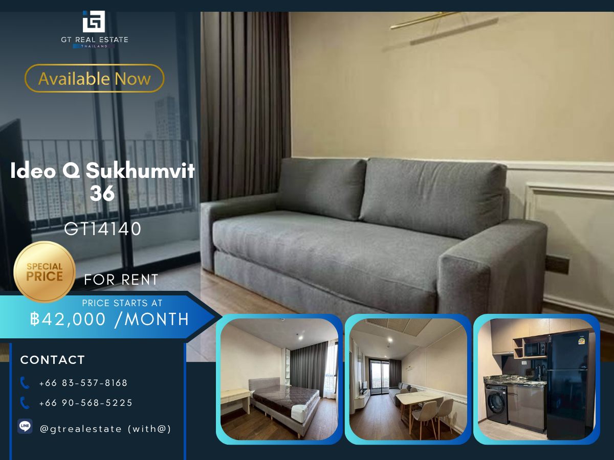 For RentCondoSukhumvit, Asoke, Thonglor : Ideo Q Sukhumvit 36 condo, convenient transportation, near BTS, have a beautiful room shuttle, complete furniture, ready!