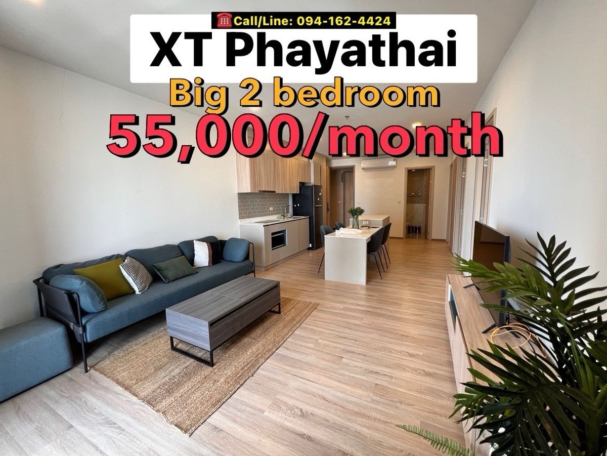ให้เช่าคอนโดราชเทวี พญาไท : XT phayathai "Big 2 bedrooms" 55,000/month 🔥RARE UNIT🔥 ☎️Call/Line: 094-162-4424