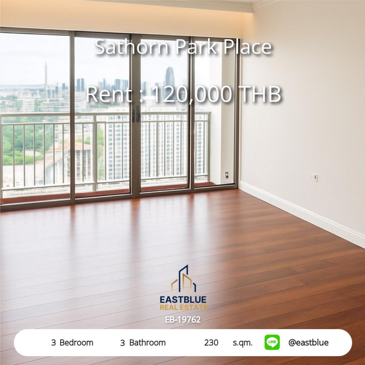 For RentCondoSathorn, Narathiwat : หรูหราบนทำเล Lumpini! 3 ห้องนอน 3 ห้องน้ำ 230 ตร.ม. 
เช่าคอนโด Sathorn Park Place เพียง 120,000 บาท/เดือน!
