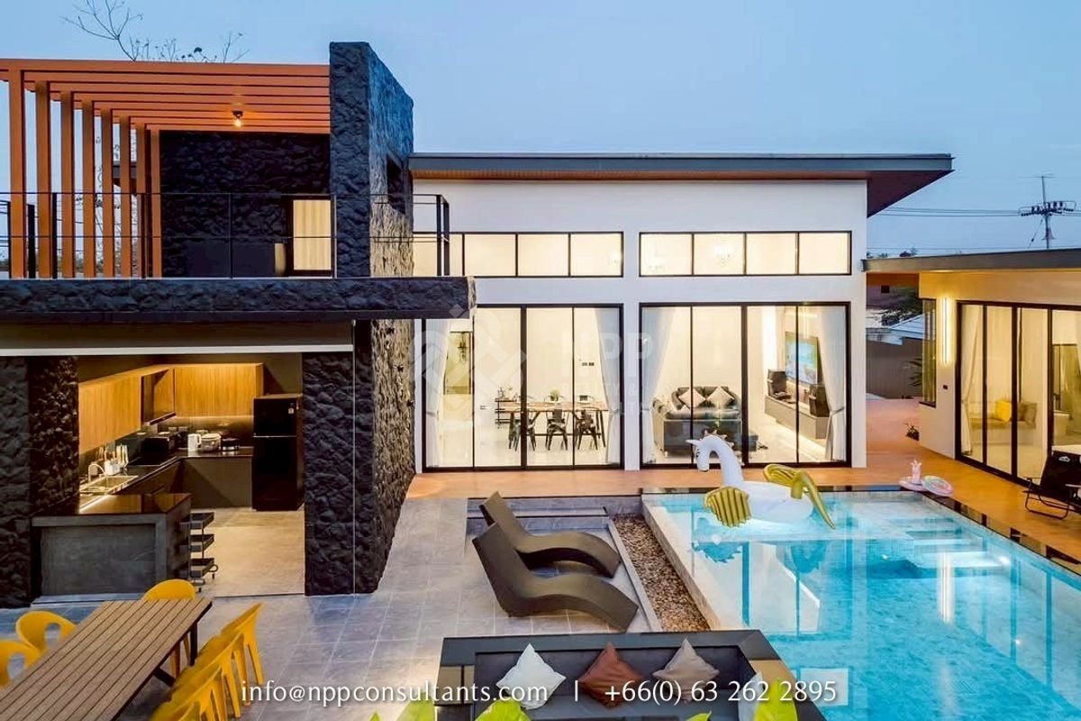 For SaleHouseHuahin, Prachuap Khiri Khan, Pran Buri : ✨ Black Rocher Hua Hin – Contemporary Pool Villa for Sale | Peaceful & Private