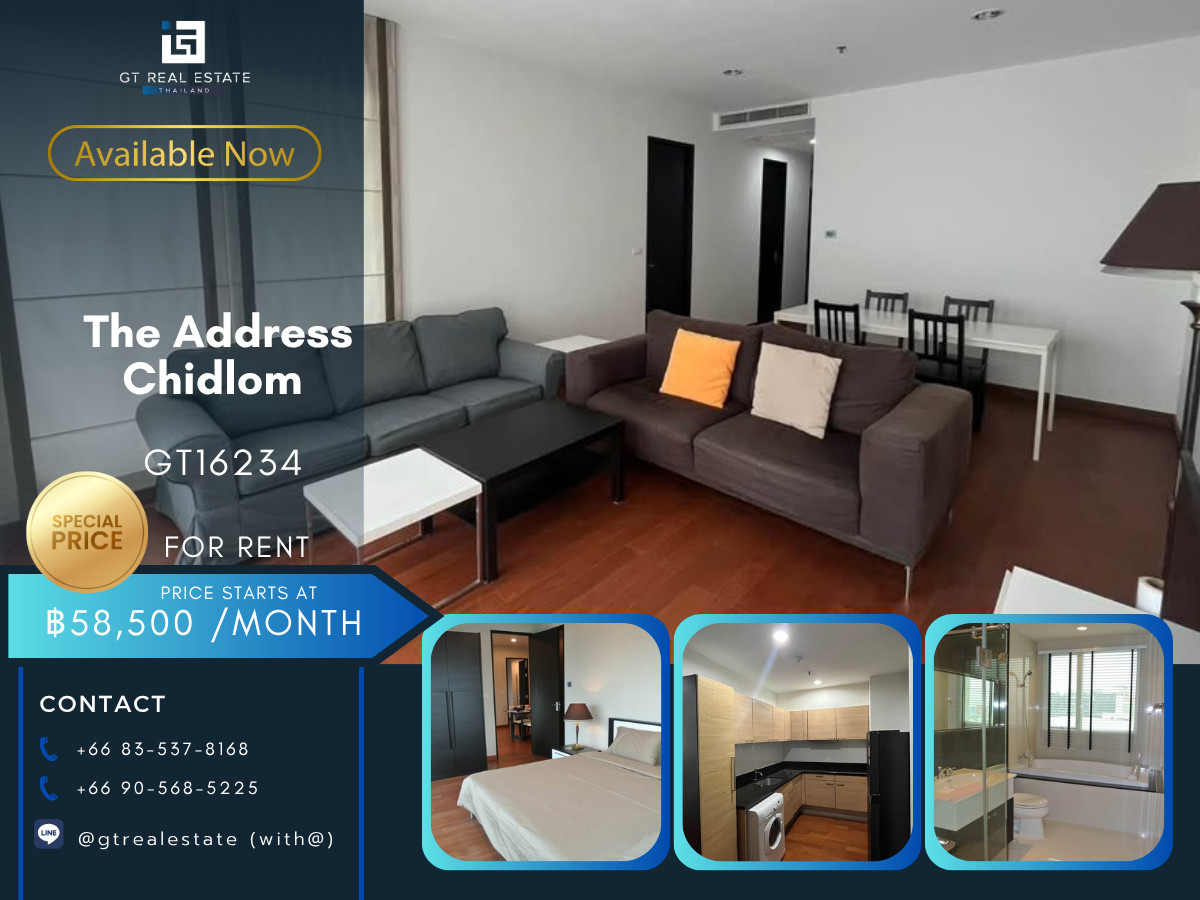 For RentCondoWitthayu, Chidlom, Langsuan, Ploenchit : 💎 GT16234 | Condo The Address Chidlom, convenient travel, near BTS, there is a shuttle, beautifully decorated room - fully furnished, ready to move in!!
