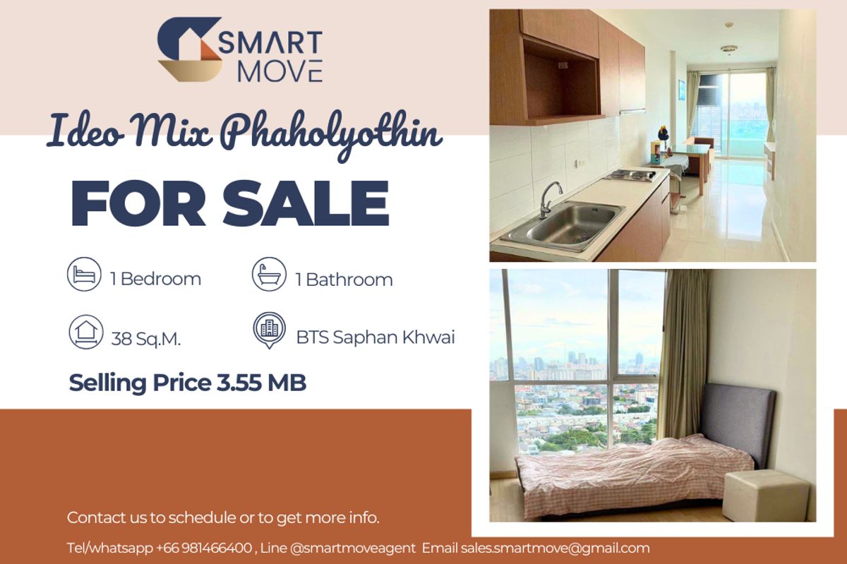 For SaleCondoSapankwai,Jatujak : 🔥 For Sale !!🔥 Code C20250700015..........Ideo Mix Phaholyothin, 1 bedroom, 1 bathroom, East Facing, high floor 19++, furnished, Special Deal!!📣📣