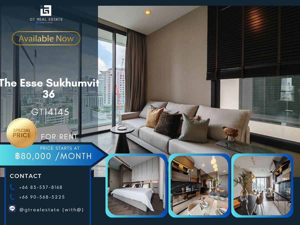 ให้เช่าคอนโดสุขุมวิท อโศก ทองหล่อ : คอนโดหรูที่ The Esse Sukhumvit 36 เดินทางสะดวก ใกล้รถไฟฟ้าบีทีเอส มีรถรับส่ง ห้องแต่งสวย-เฟอร์นิเจอร์ครบ พร้อมอยู่ทันที!!