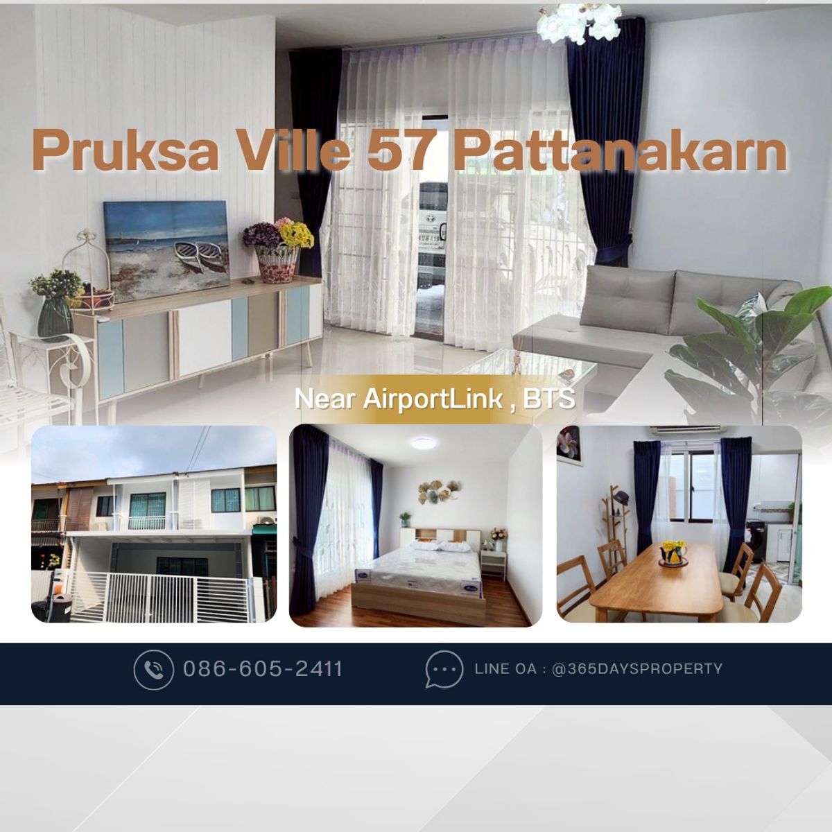 ให้เช่าบ้านพัฒนาการ ศรีนครินทร์ : 💥ForRent💥3Bed • Pruksa Ville 57 Pattanakarn 🚝 Near Airportlink Huamark , BTS Onnut 🏡 Ready to move in ‼️  Fully Furnished ✨