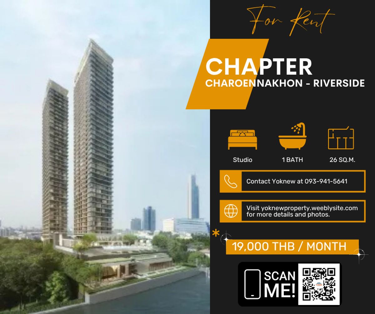 For RentCondoWongwianyai, Charoennakor : Chapter Riverside, the high floor of the river view, ready to be near BTS.