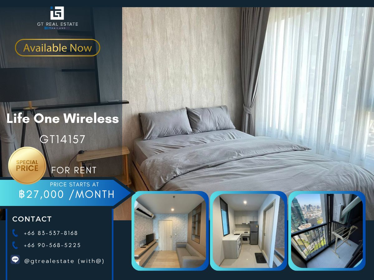 For RentCondoWitthayu, Chidlom, Langsuan, Ploenchit : Life One Wireless Condo is convenient to travel near the BTS Skytrain. There is a beautiful room shuttle, complete furniture !!