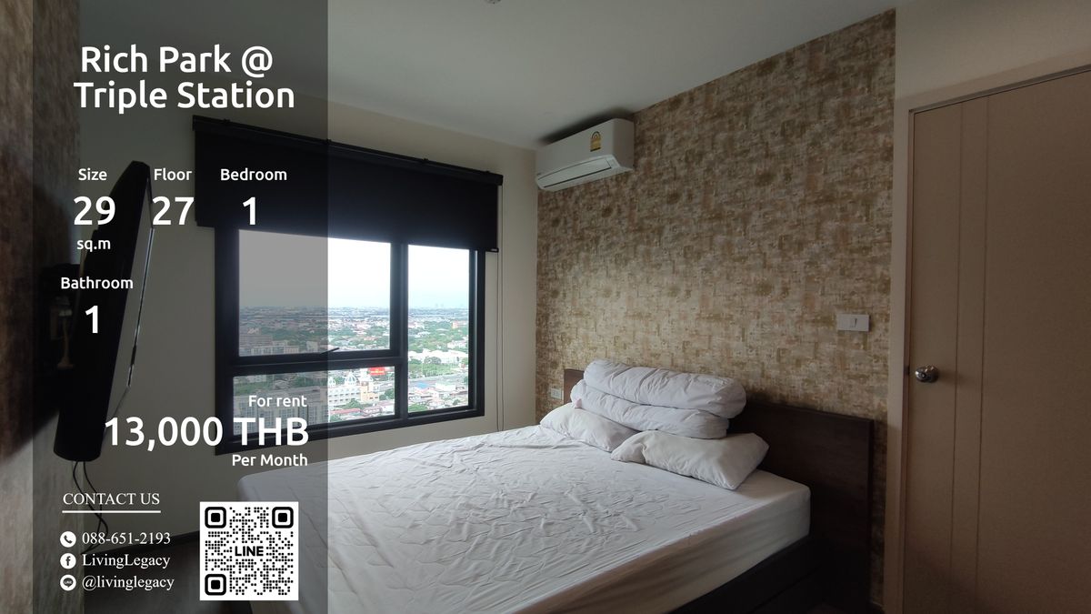 For RentCondoPattanakan, Srinakarin : SGEJD6 Condo for Rich Park @ Triple Station 29 Sq. Floor 27 Line ID: @livingLegacy