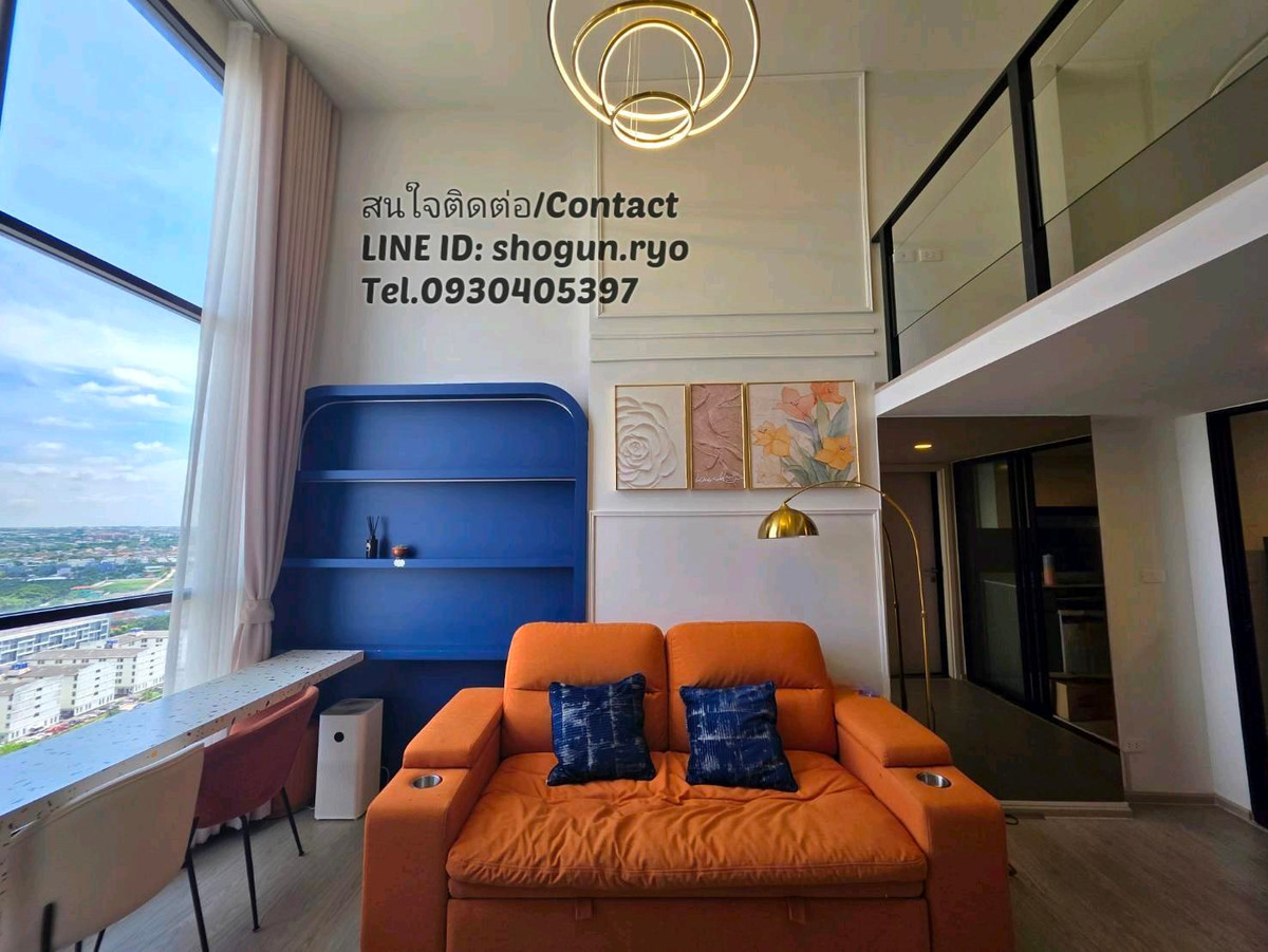 For RentCondoSeri Thai, Ramkhamhaeng Nida : ✨🚝 41 sqm. Duplex condo for Rent, Origin Plug and Play Ramkhamhaeng Triple Station, near the Mall Bangkapi, Ramkhamhaeng University ✨ 1 bed w/ walk-in closet 🥰