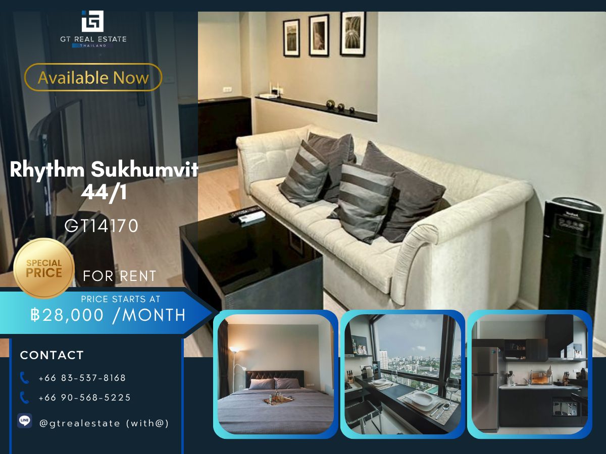 For RentCondoOnnut, Udomsuk : Rhythm Sukhumvit 44/1 condo, convenient transportation, near the BTS train, has a beautiful room shuttle, full furniture. Ready to stay immediately