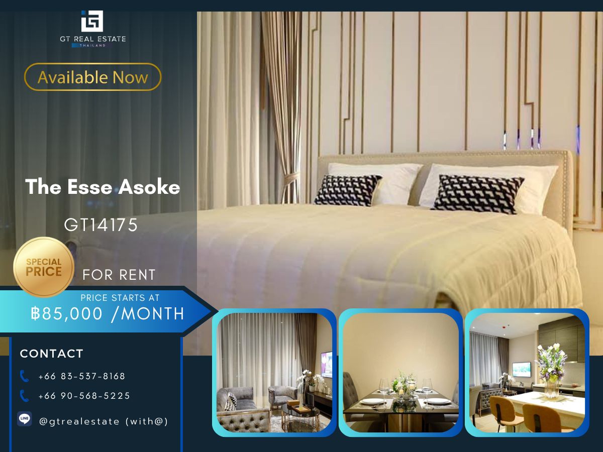 ให้เช่าคอนโดสุขุมวิท อโศก ทองหล่อ : คอนโด The Esse Asoke เดินทางสะดวก ใกล้รถไฟฟ้าบีทีเอส มีรถรับส่ง ห้องสวย เฟอร์นิเจอร์ครบ พร้อมอยู่