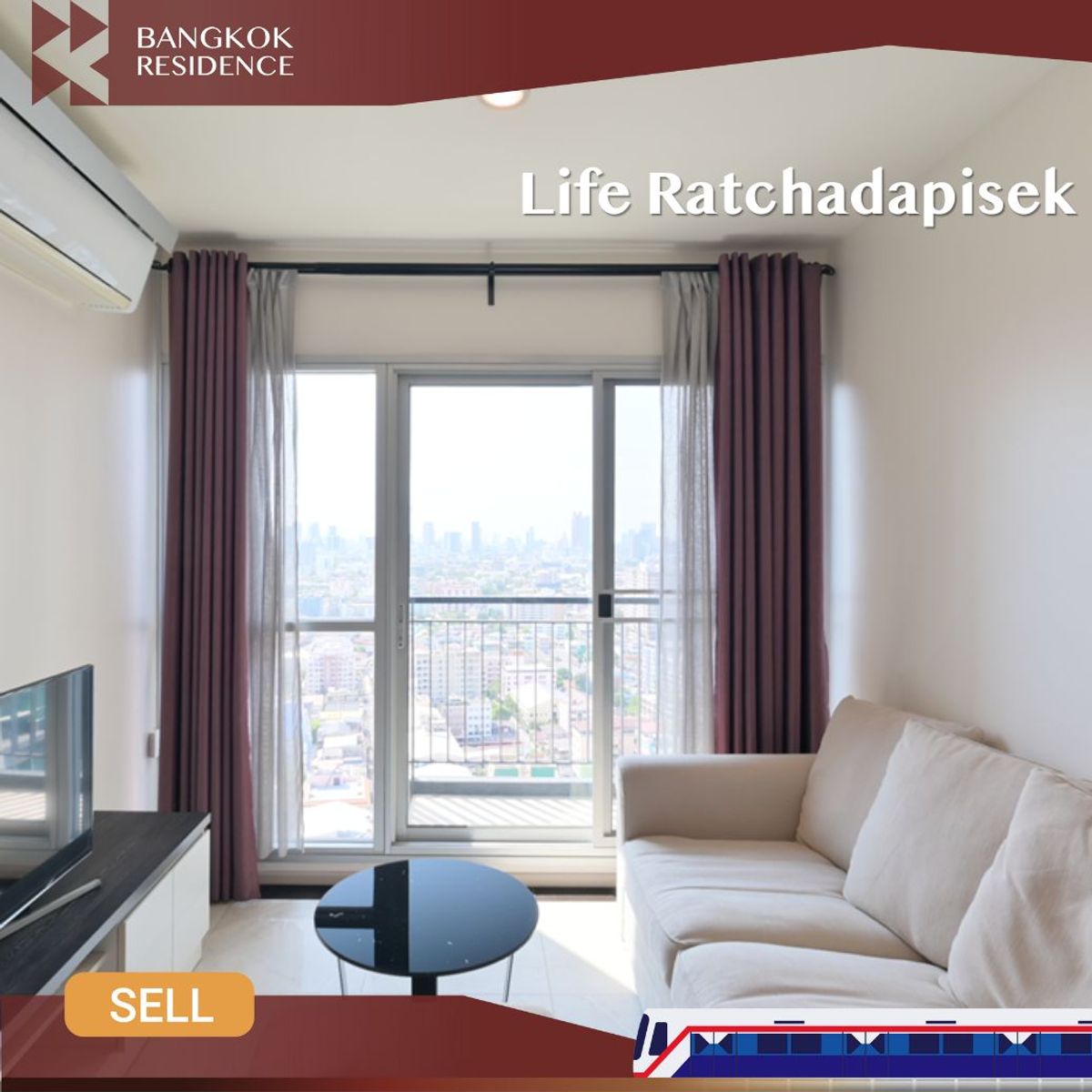 For SaleCondoRatchadapisek, Huaikwang, Suttisan : 💙 2 bed Affordable Condo in Prime CBD Location‼️ 💙 Life Ratchadapisek, near MRT Sutthisan – Fully Furnished & Ready to Move In