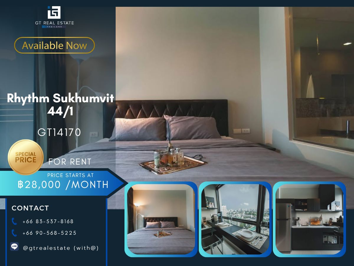 ให้เช่าคอนโดอ่อนนุช อุดมสุข : คอนโด Rhythm Sukhumvit 44/1 เดินทางสะดวก ใกล้รถไฟฟ้าบีทีเอส มีรถรับส่ง ห้องสวย เฟอร์นิเจอร์ครบ พร้อมอยู่ทันที
