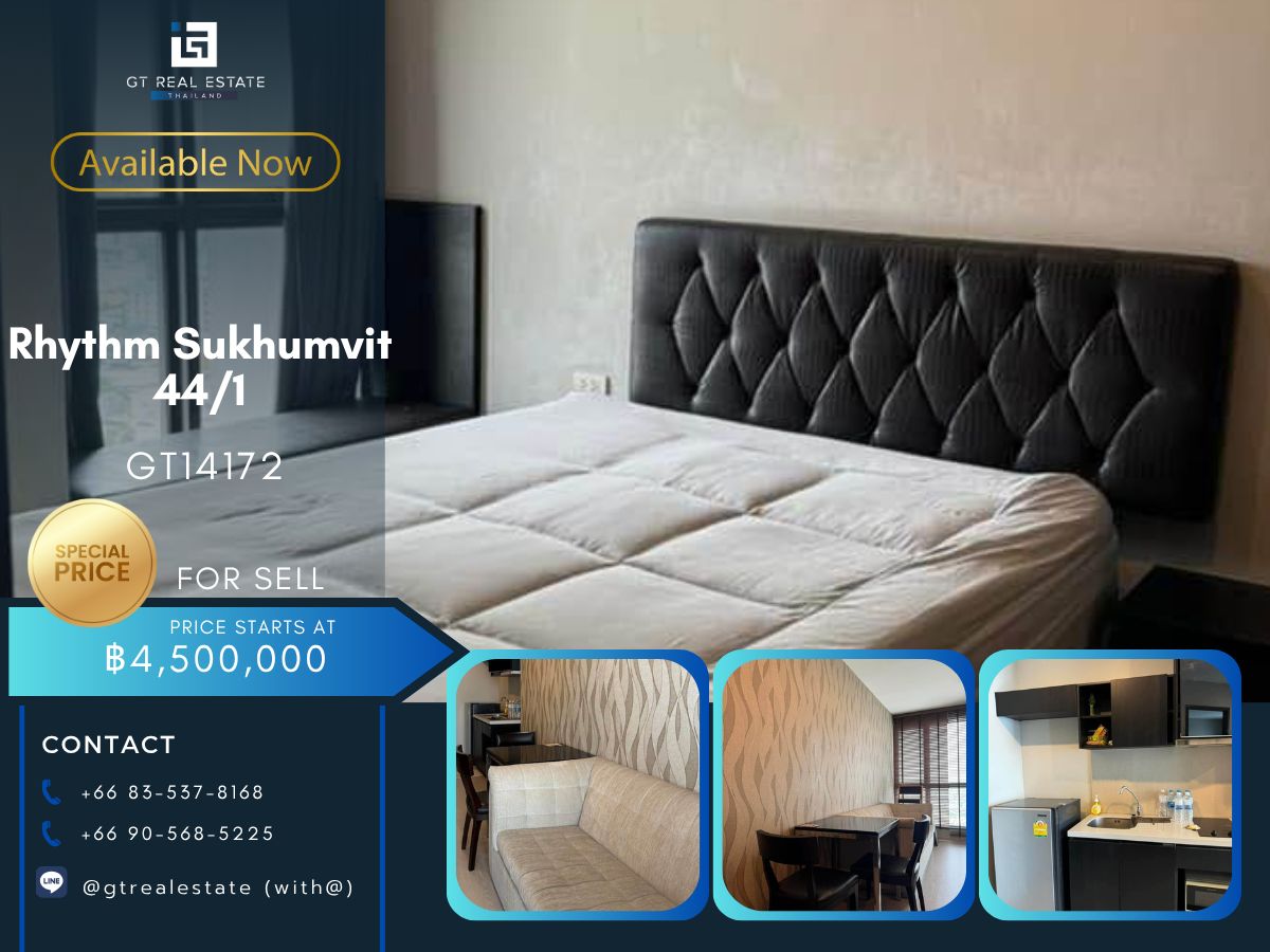 ขายคอนโดอ่อนนุช อุดมสุข : คอนโด Rhythm Sukhumvit 44/1 เดินทางสะดวก ใกล้รถไฟฟ้าบีทีเอส มีรถรับส่ง ห้องสวย เฟอร์นิเจอร์ครบ พร้อมขาย!!