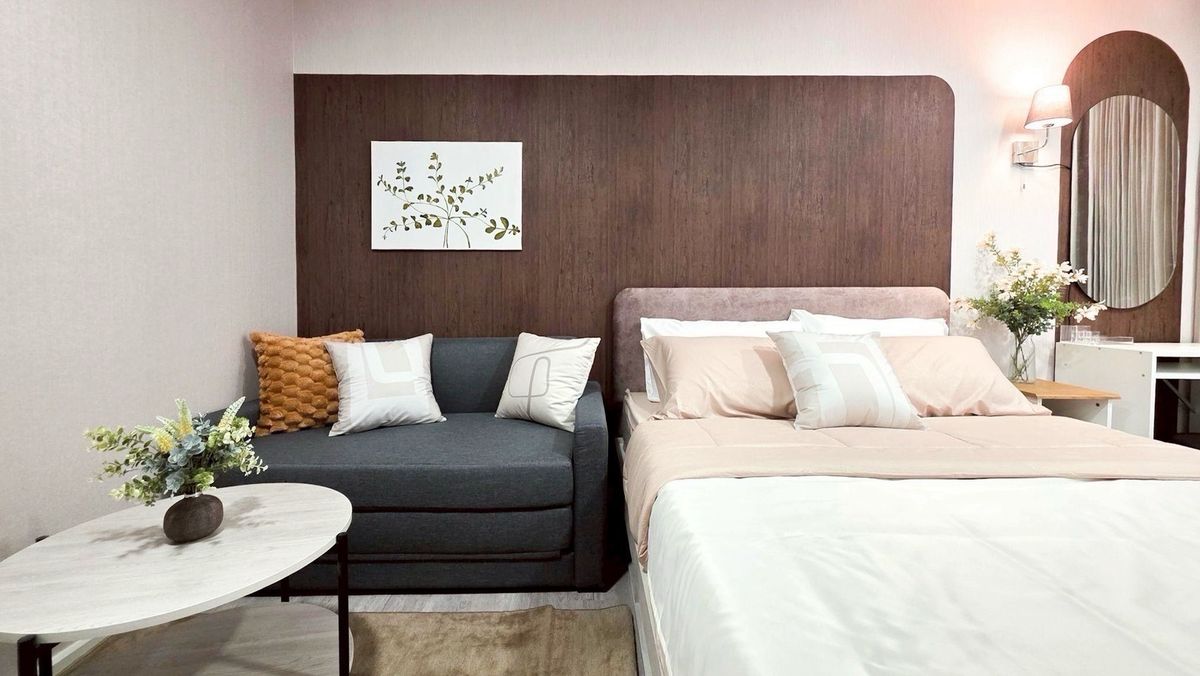 For RentCondoBangna, Bearing, Lasalle : Condo for rent atmoz Tropicana Bangna Building/Building: E Floor: 5 Size: 23 sq.m. Price: 10,000 baht. Nearby places: Yellow Line BTS Station