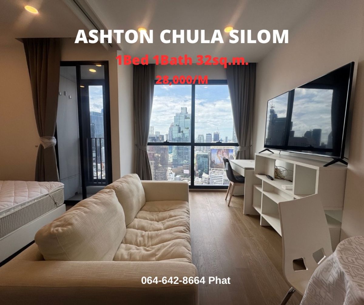 For RentCondoSiam Paragon ,Chulalongkorn,Samyan : For Rent Ashton Chula Silomnear Chulalongkorn University1bed 1bath 32SQ.M. 28K/MCONTACT 0646428664 (Phat)