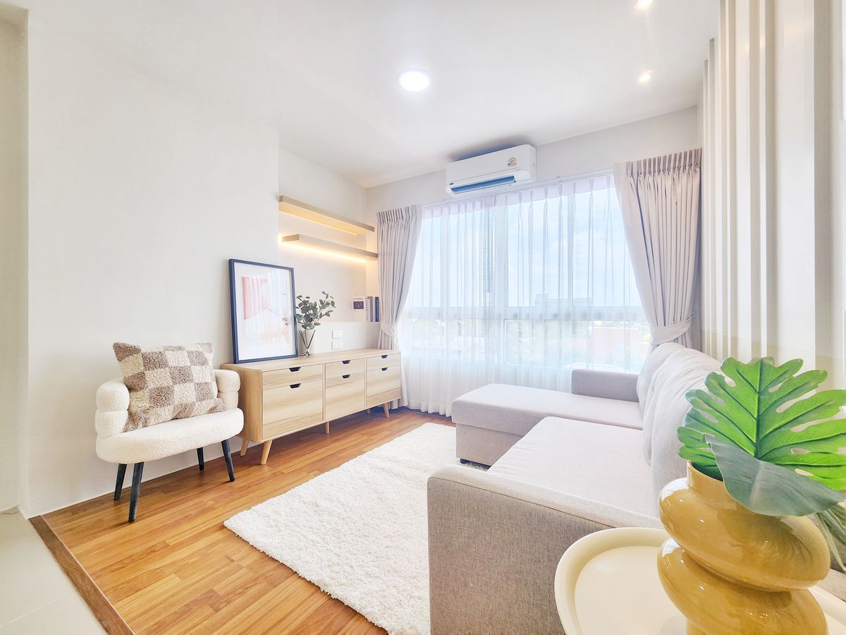 For SaleCondoLadprao101, Happy Land, The Mall Bang Kapi : Condo near Wat Klang Pier 300 meters, size 32 sq.m., 1 bedroom, 1 water, beautiful house, beautiful view, middle price