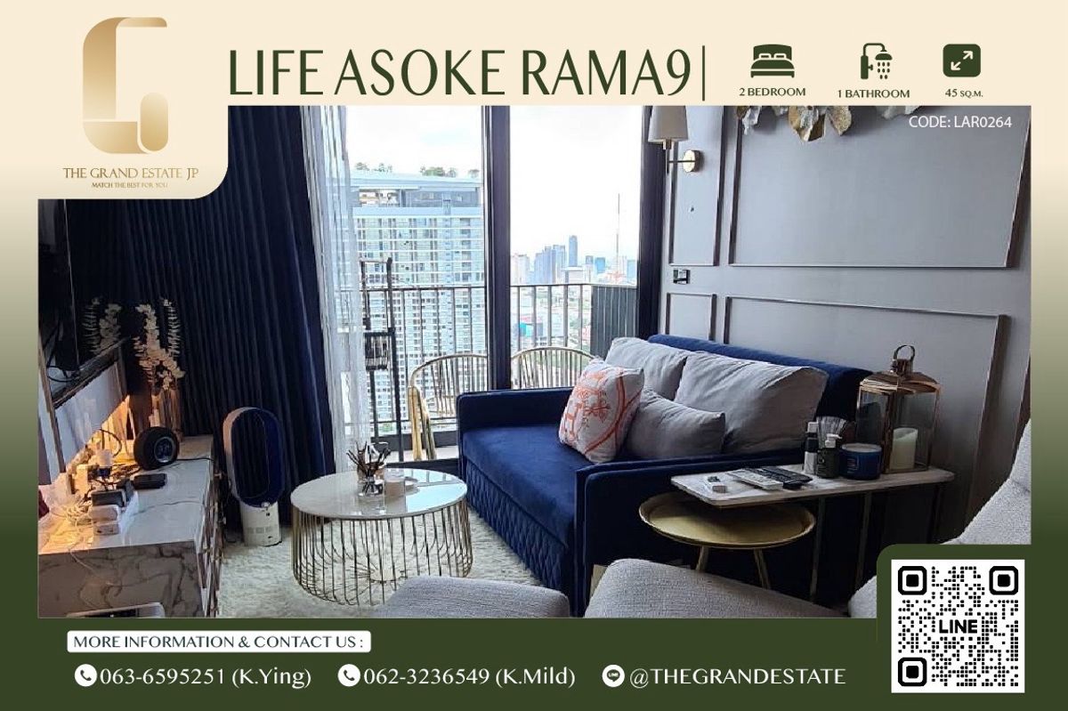 For RentCondoRama9, Petchburi, RCA : ⭐️Life Asoke Rama9⭐️ For rent, beautiful room, decorated in Luxury style Complete furniture Ready to move in immediately | Near MRT Rama 9