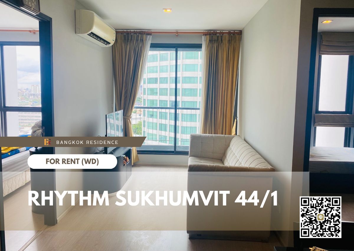 For RentCondoOnnut, Udomsuk : For rent✨RHYTHM Sukhumvit 44/1✨2 bedrooms, very new room, complete furniture and appliances, next to BTS Phra Khanong 0 meters🚆 By Faii