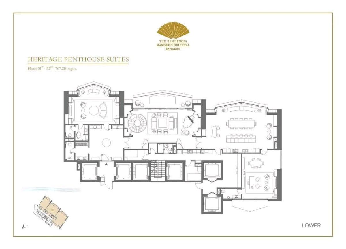 ขายคอนโดวงเวียนใหญ่ เจริญนคร : The Residences at Mandarin Oriental Super Luxury Top Floor Penthouse Duplex