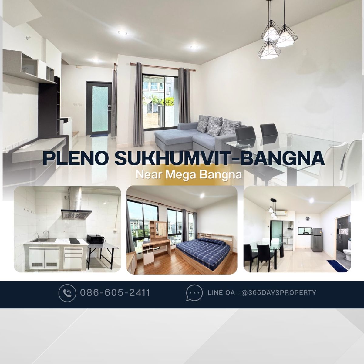 ให้เช่าทาวน์โฮมสมุทรปราการ สำโรง : 💥ForRent💥3Bed • Pleno Sukhumvit-Bangna 🏡 Near Mega Bangna only 10 mins‼️ Ready to move in ‼️  Fully Furnished ✨