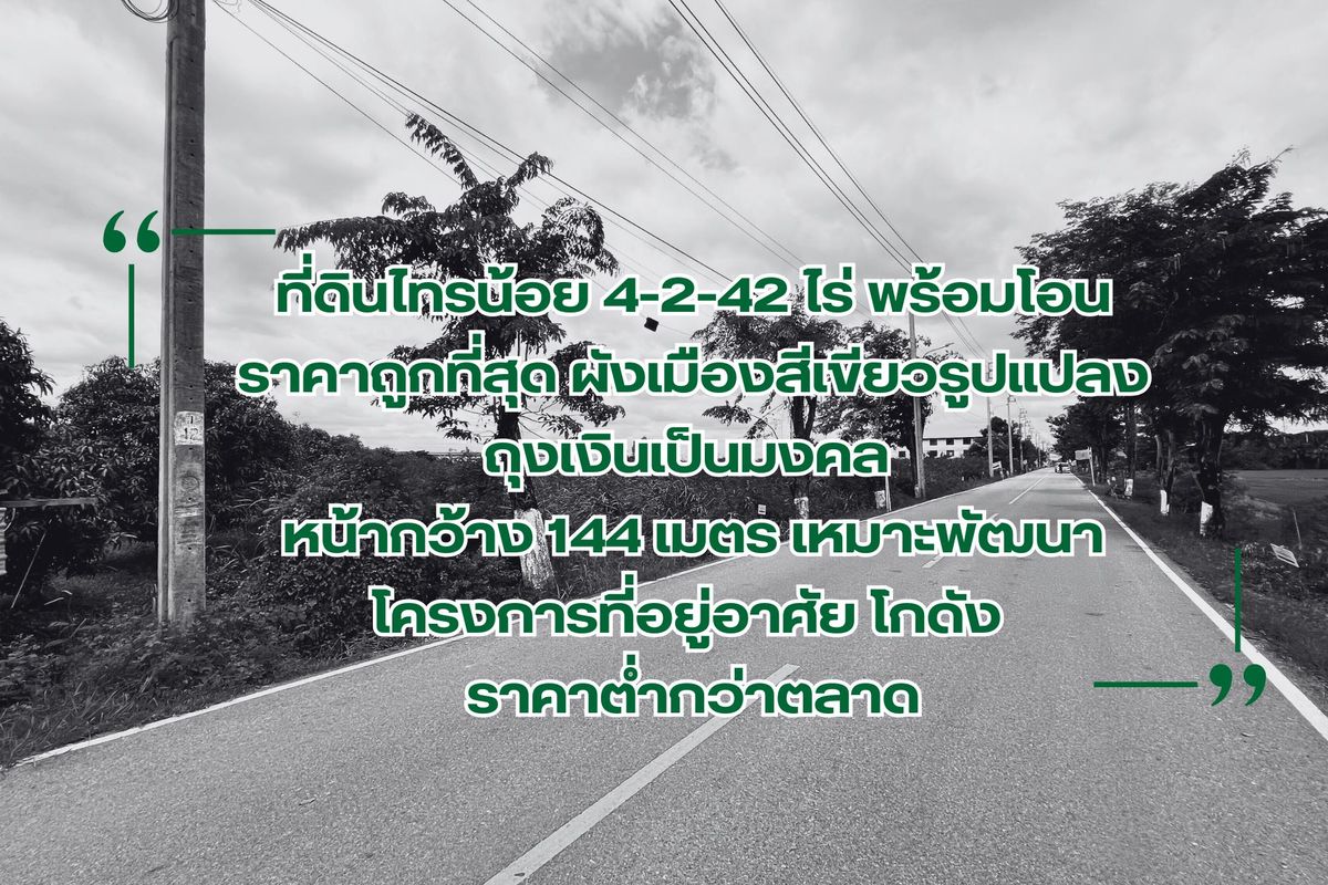 ขายที่ดินนนทบุรี บางใหญ่ บางบัวทอง : ที่ดินไทรน้อย 4-2-42 ไร่ พร้อมโอน ราคาถูกที่สุดในบางบัวทอง