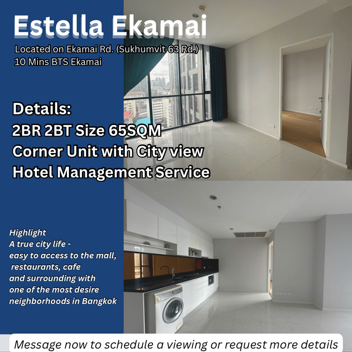 ขายคอนโดสุขุมวิท อโศก ทองหล่อ : ขาย คอนโด Estella Ekamai (UP Ekamai) ขนาด 2 ห้องนอน 65 ตารางเมตร ฟรีโอน 